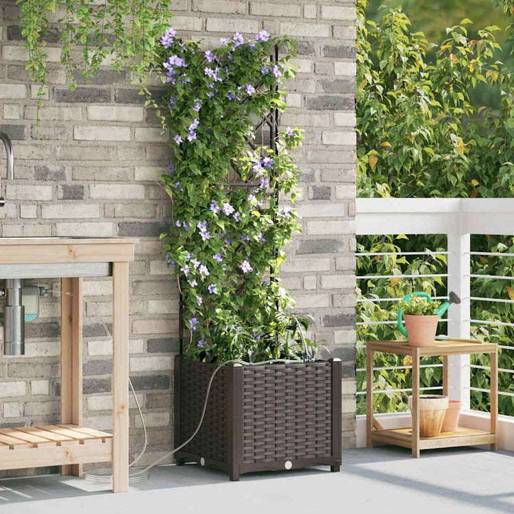 VidaXL Gartenblumentopf braun 40 x 40 x 142 cm Stahl