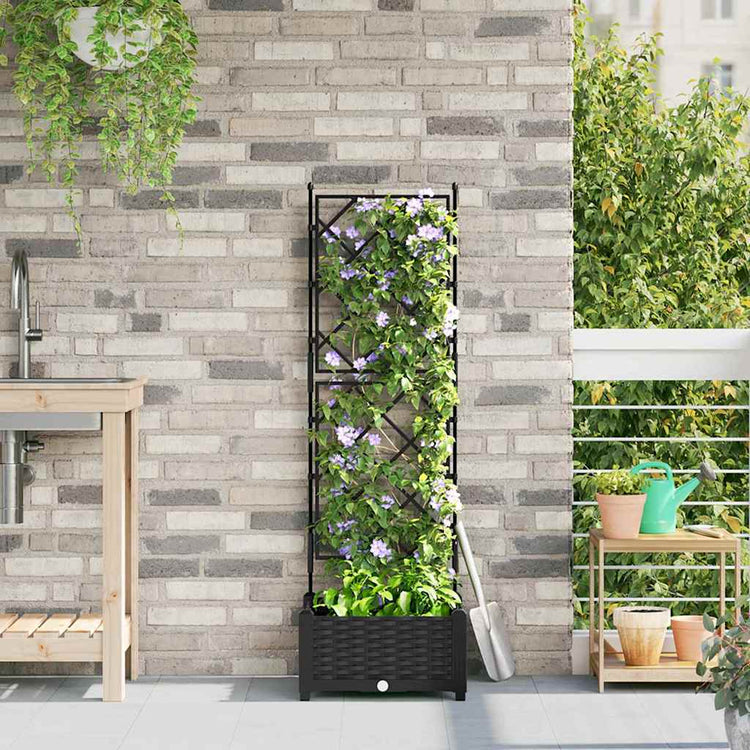 VidaXL Gartenblumentopf Schwarz 40 x 40 x 125,5 cm Stahl