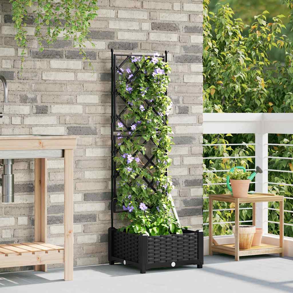 VidaXL Gartenblumentopf Schwarz 40 x 40 x 125,5 cm Stahl