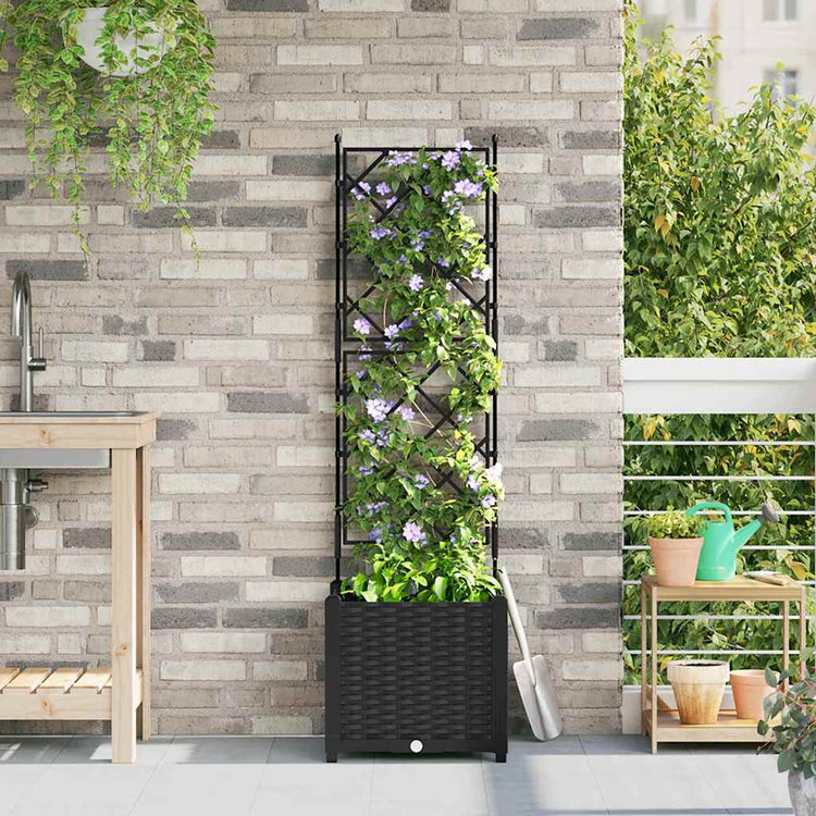VidaXL Gartenblumentopf Schwarz 40 x 40 x 143 cm Stahl
