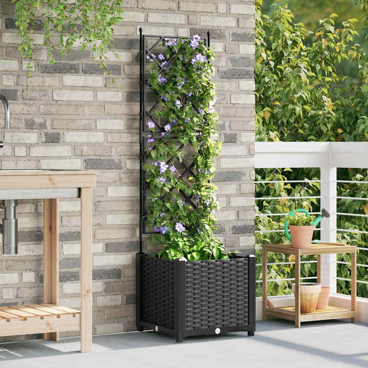 VidaXL Gartenblumentopf Schwarz 40 x 40 x 143 cm Stahl