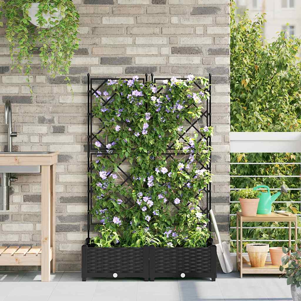 Vidaxxl Gartenblumentopf 2 Stück schwarz 80 x 40 x 125,5 cm Stahl