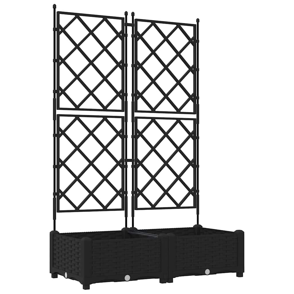 Vidaxxl Gartenblumentopf 2 Stück schwarz 80 x 40 x 125,5 cm Stahl
