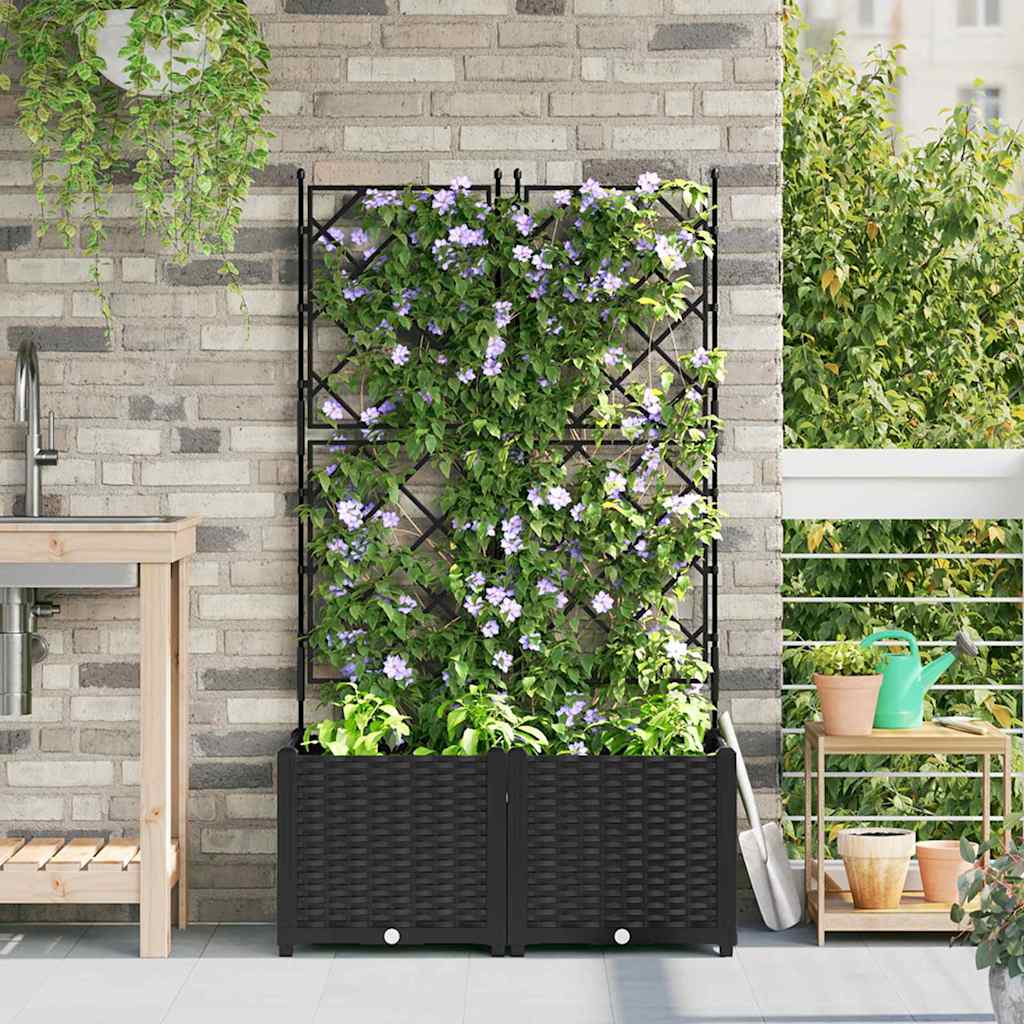 Vidaxxl Gartenblumentopf 2 Stück schwarz 80 x 40 x 143 cm Stahl