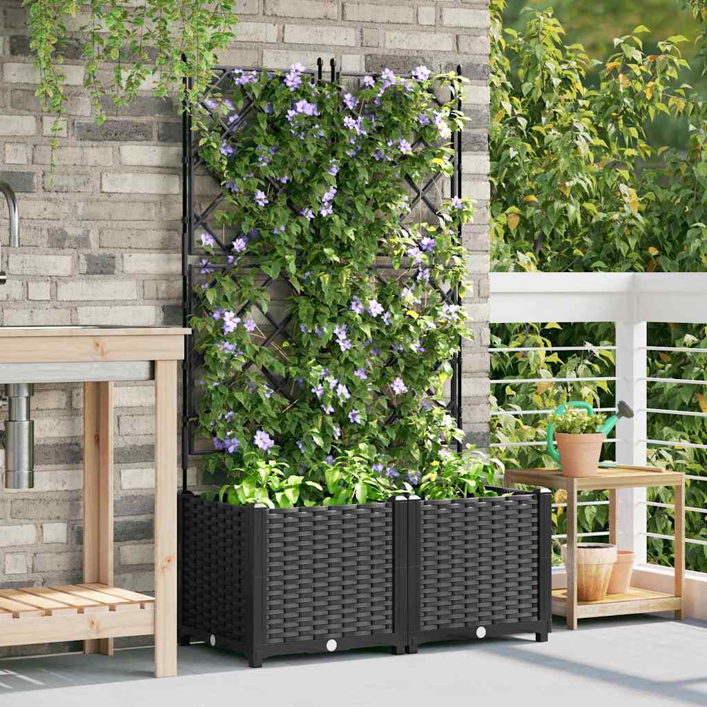 Vidaxxl Gartenblumentopf 2 Stück schwarz 80 x 40 x 143 cm Stahl