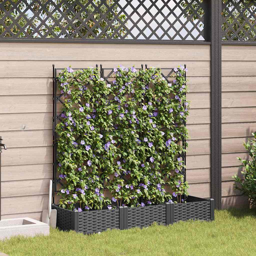 Vidaxxl Gartenblumentopf 3 Stück schwarz 120 x 40 x 125,5 cm Stahl