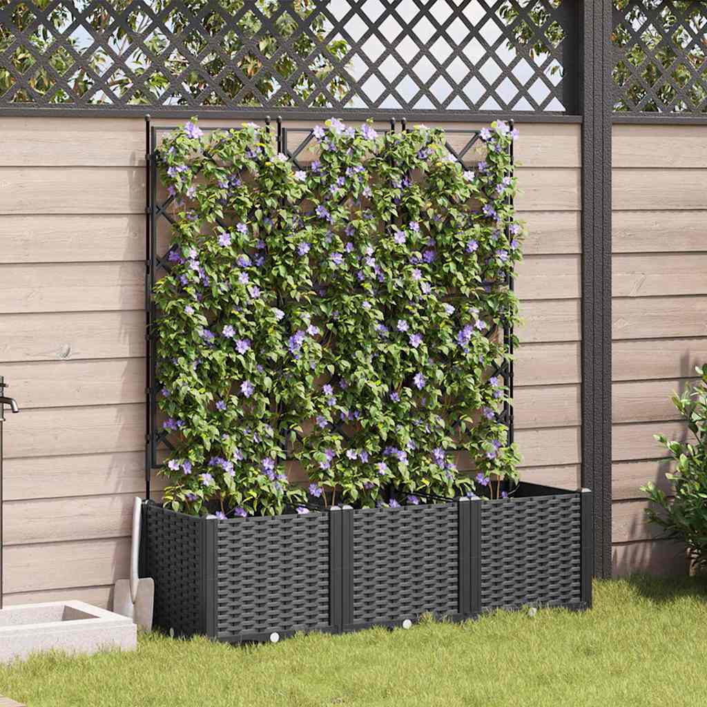 Vidaxl Gartenblumentopf 3 Stück schwarz 120 x 40 x 143 cm Stahl
