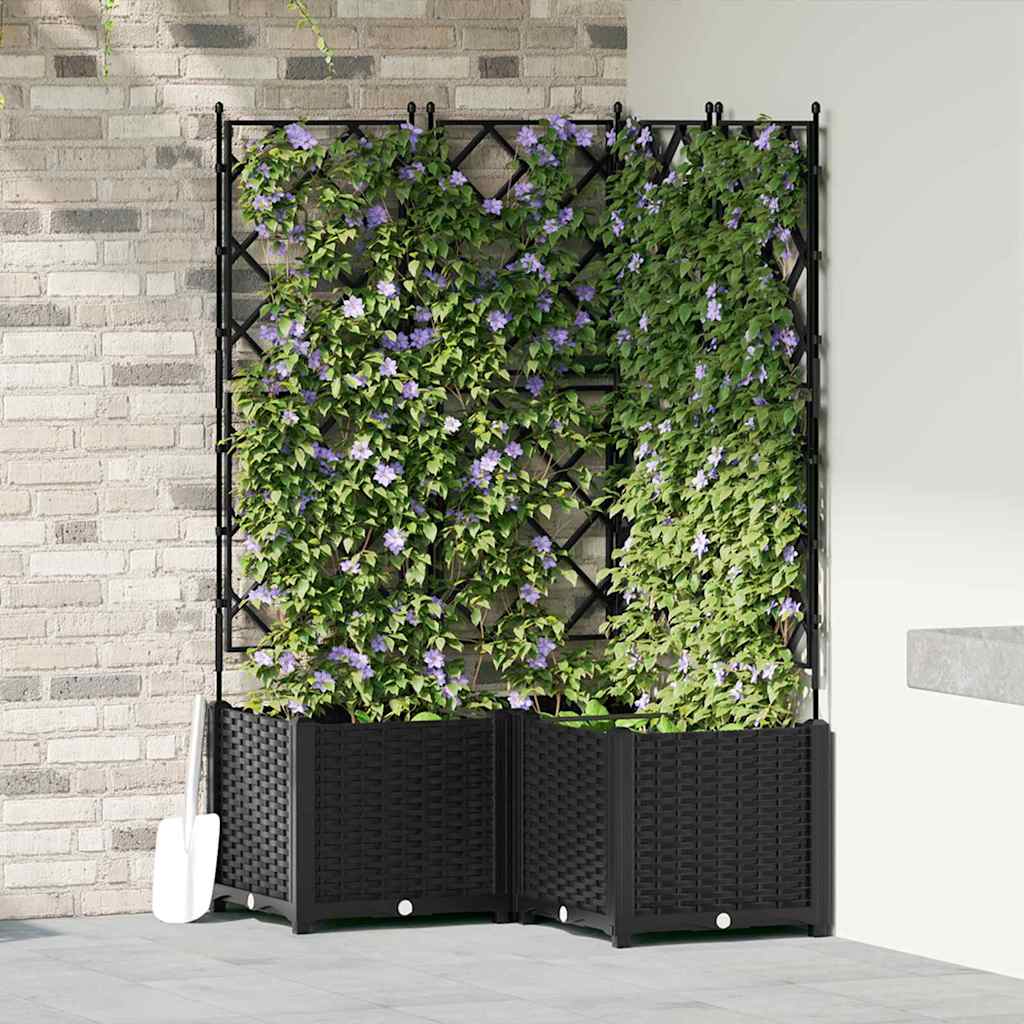 Vidaxxl Gartenblumentopf 3 Stück schwarz 80 x 80 x 143 cm Stahl