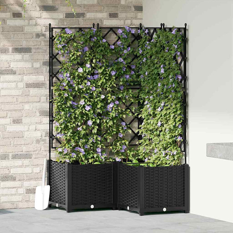 Vidaxxl Gartenblumentopf 3 Stück schwarz 80 x 80 x 143 cm Stahl