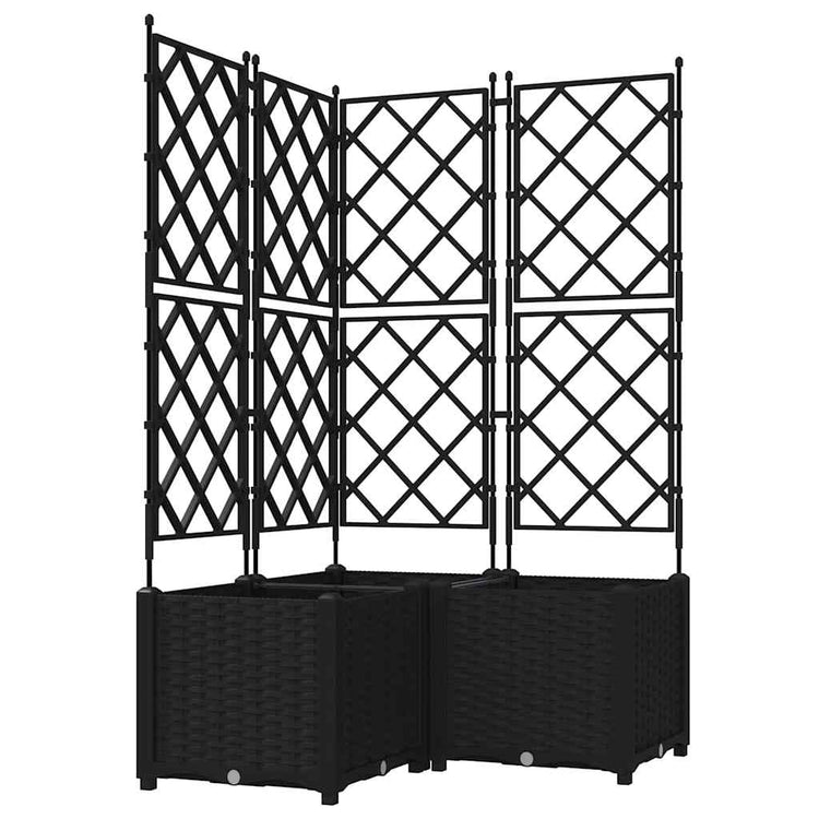 Vidaxxl Gartenblumentopf 3 Stück schwarz 80 x 80 x 143 cm Stahl