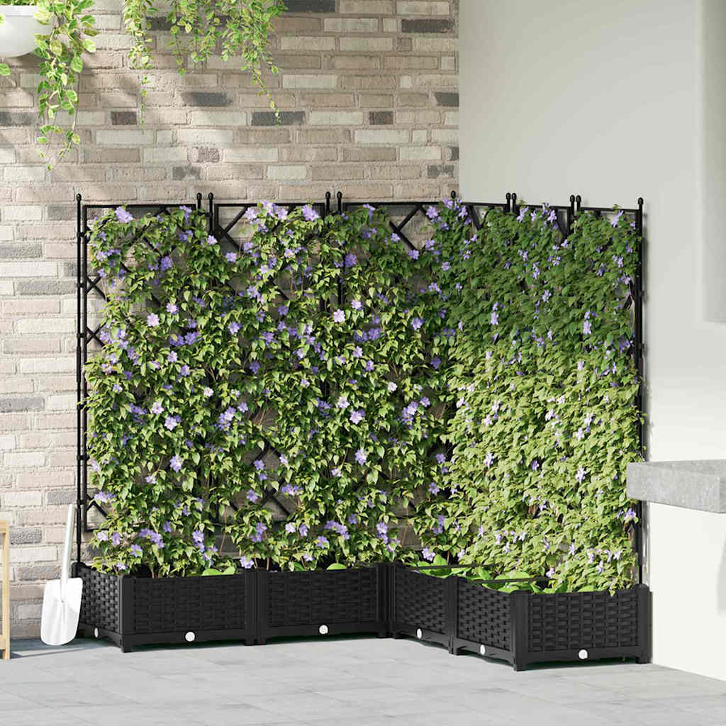 Vidaxxl Gartenblumentopf 5 Stück schwarz 120 x 120 x 125,5 cm Stahl