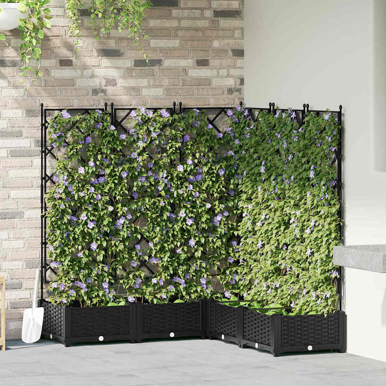 Vidaxxl Gartenblumentopf 5 Stück schwarz 120 x 120 x 125,5 cm Stahl