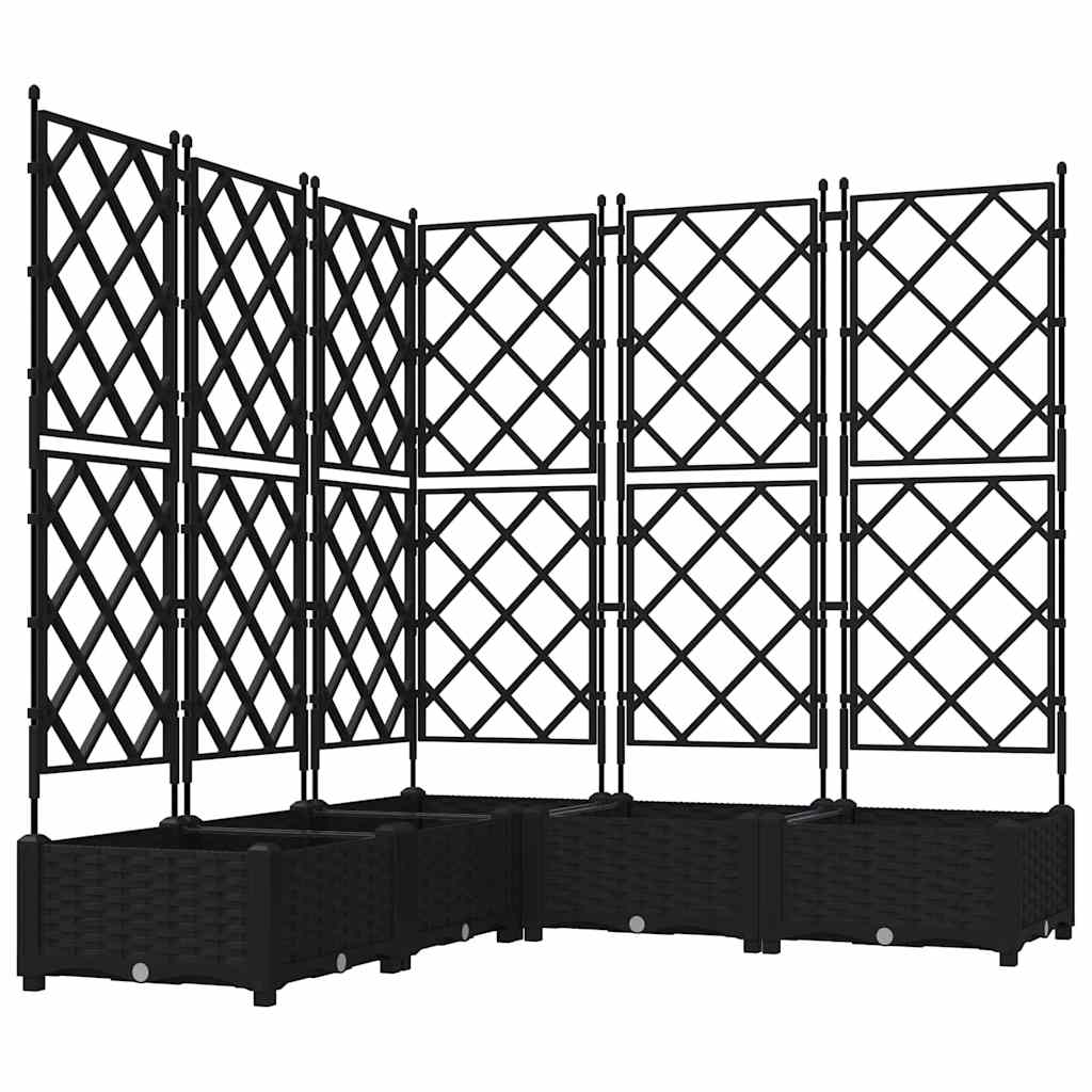 Vidaxxl Gartenblumentopf 5 Stück schwarz 120 x 120 x 125,5 cm Stahl