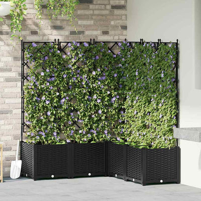 Vidaxxl Gartenblumentopf 5 Stück schwarz 120 x 120 x 143 cm Stahl