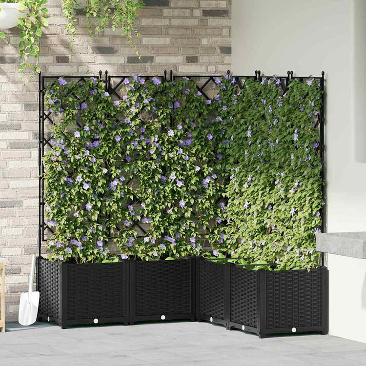 Vidaxxl Gartenblumentopf 5 Stück schwarz 120 x 120 x 143 cm Stahl
