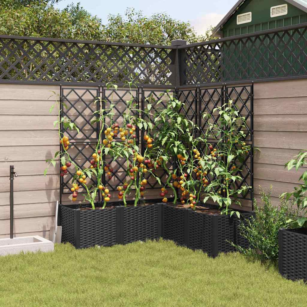 Vidaxxl Gartenblumentopf 5 Stück schwarz 120 x 120 x 143 cm Stahl