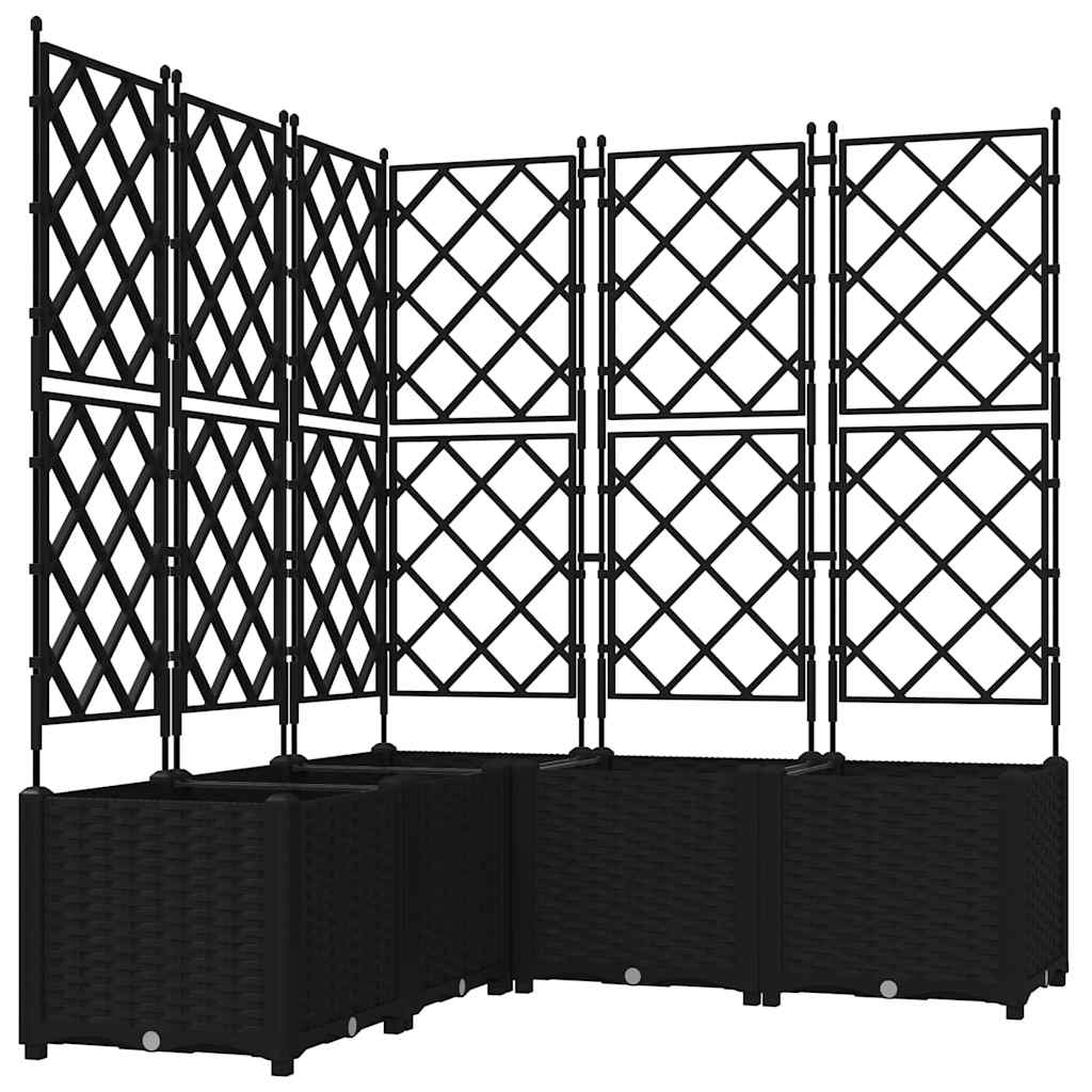 Vidaxxl Gartenblumentopf 5 Stück schwarz 120 x 120 x 143 cm Stahl