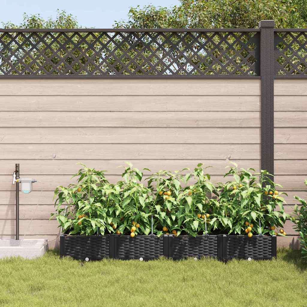 VidaXL Gartenblumentopf 4 Stück schwarzer Stahl