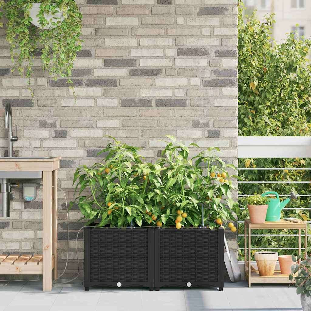 VidaXL Gartenblumentopf 2 Stück schwarzer Stahl