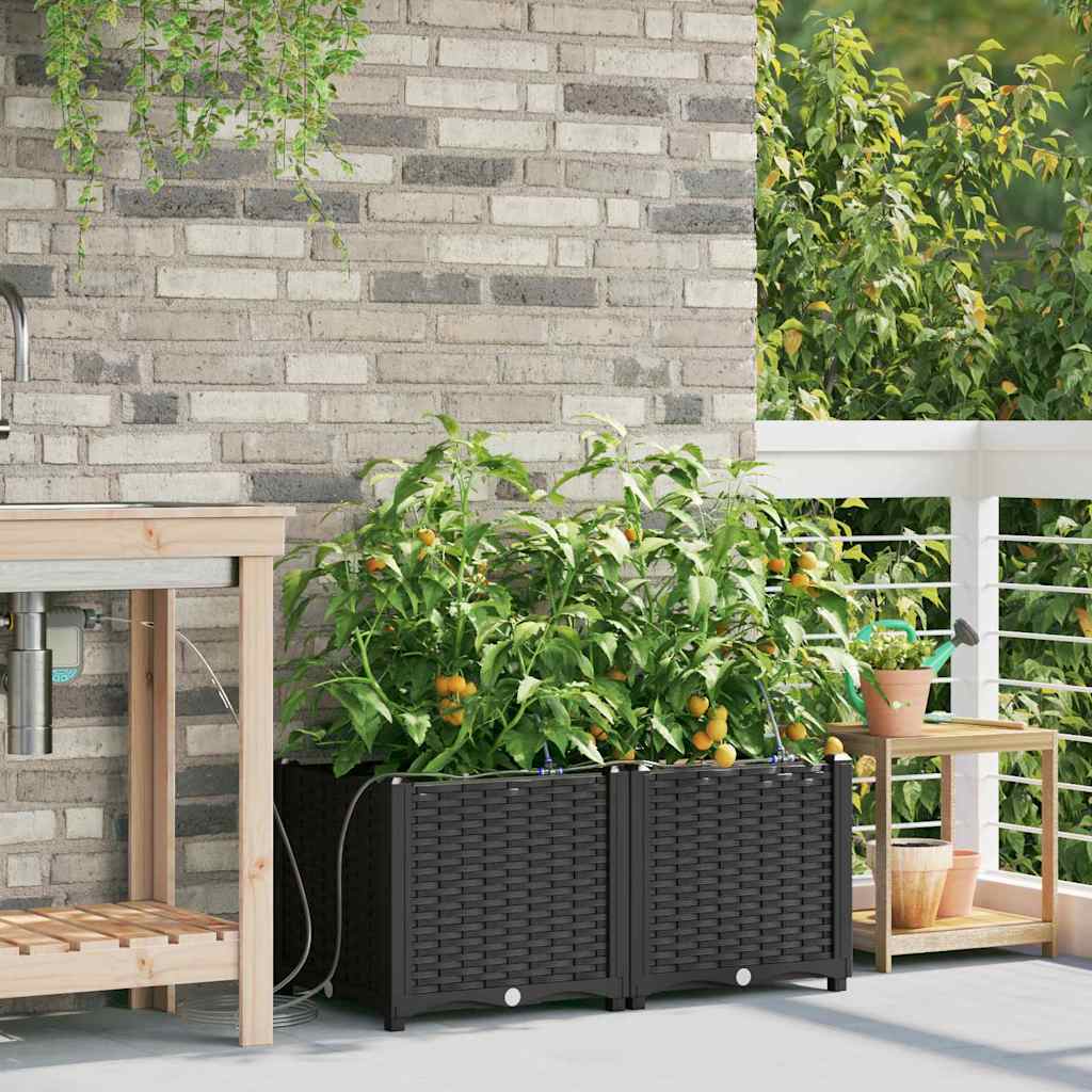 VidaXL Gartenblumentopf 2 Stück schwarzer Stahl