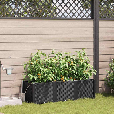 VidaXL Gartenblumentopf 3 Stück schwarzer Stahl