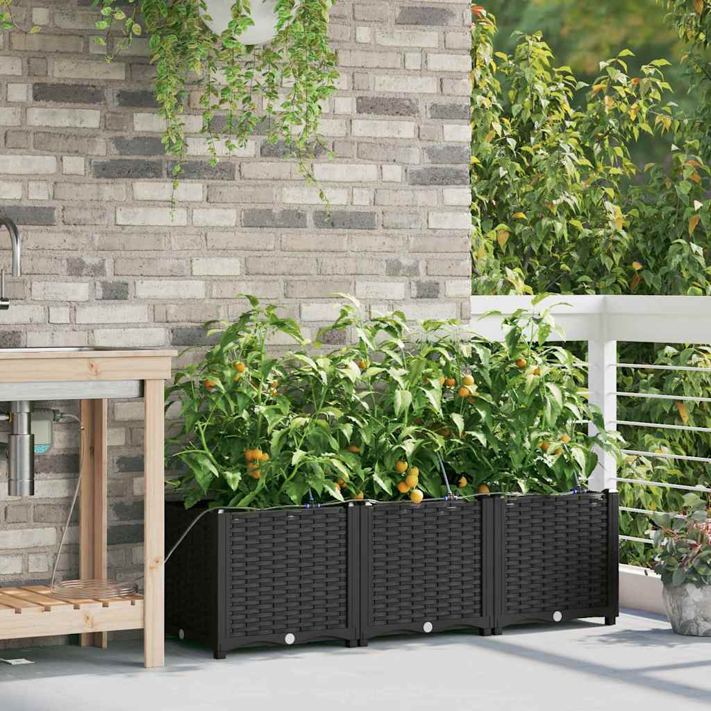 VidaXL Gartenblumentopf 3 Stück schwarzer Stahl