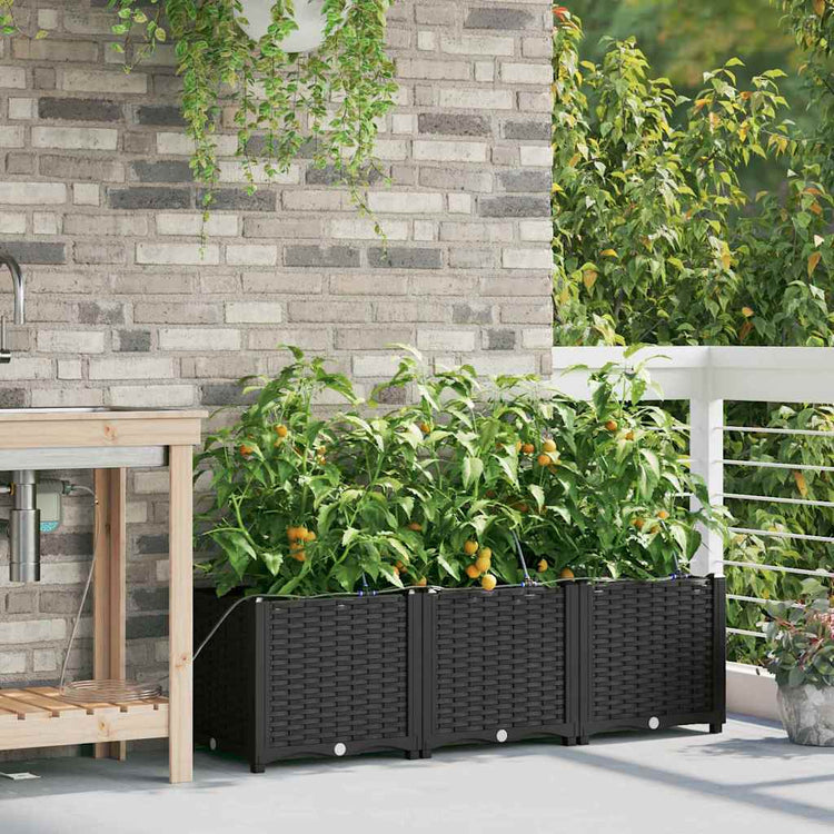 VidaXL Gartenblumentopf 3 Stück schwarzer Stahl