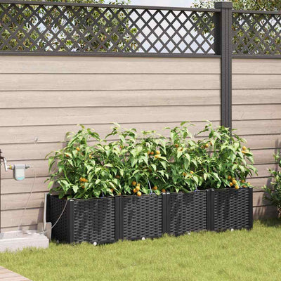 VidaXL Gartenblumentopf 4 Stück schwarzer Stahl