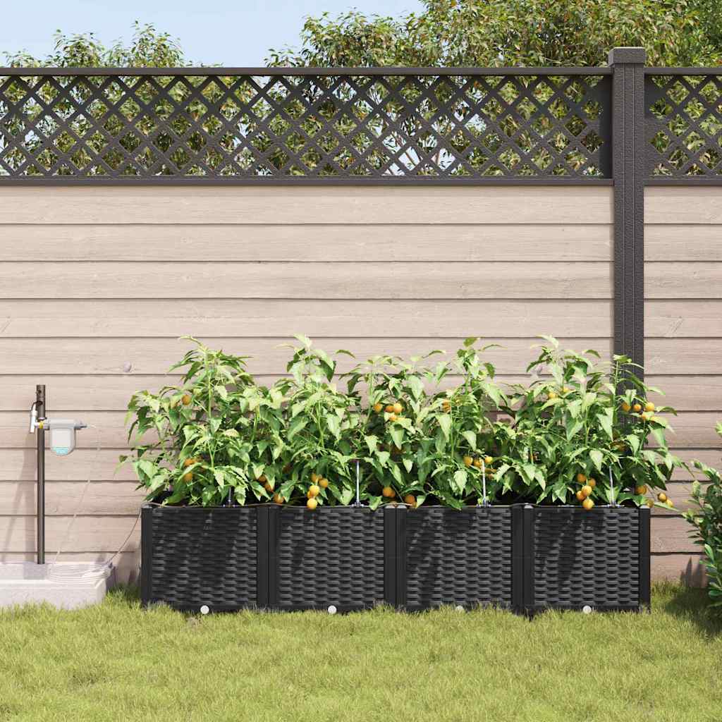 VidaXL Gartenblumentopf 4 Stück schwarzer Stahl