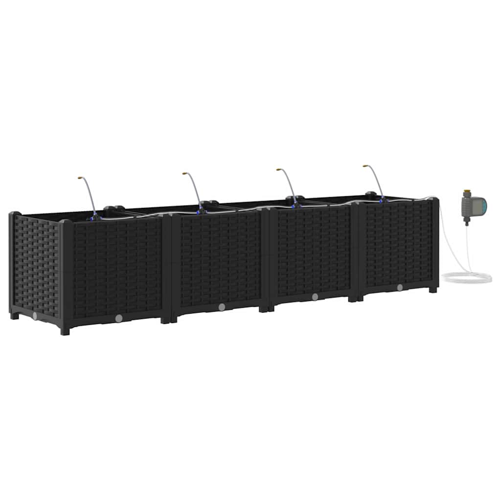 VidaXL Gartenblumentopf 4 Stück schwarzer Stahl