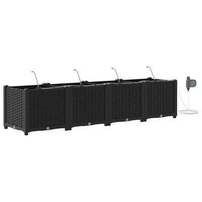VidaXL Gartenblumentopf 4 Stück schwarzer Stahl