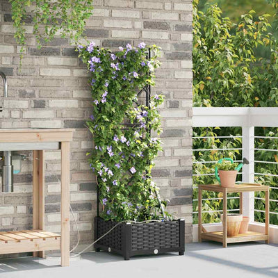VidaXL Gartenblumentopf Schwarz 40 x 40 x 126 cm Stahl