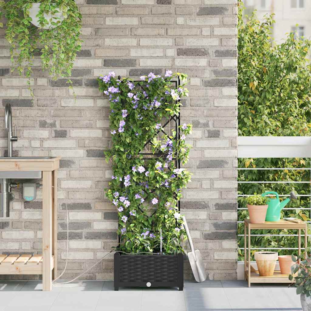 VidaXL Gartenblumentopf Schwarz 40 x 40 x 126 cm Stahl