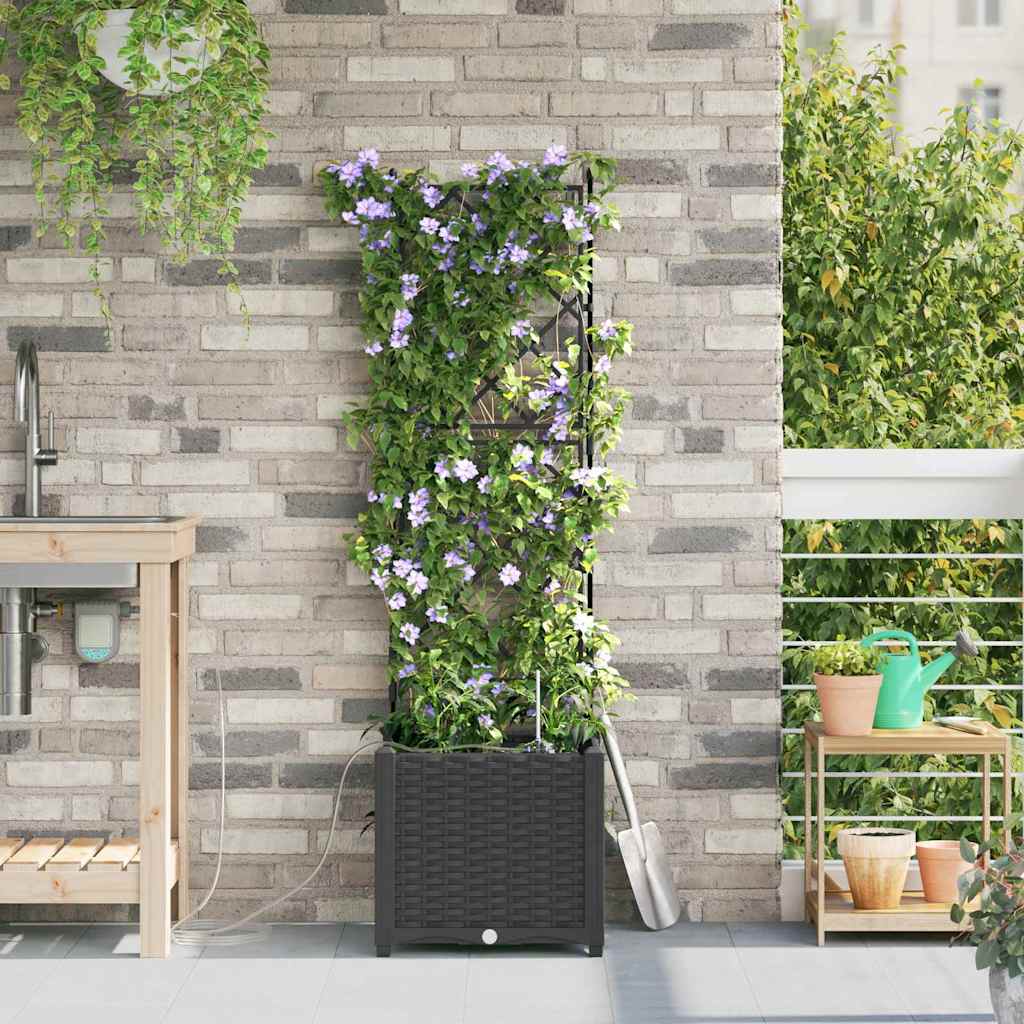 Vidaxx Gartenblumentopf Schwarz 40 x 40 x 142 cm Stahl