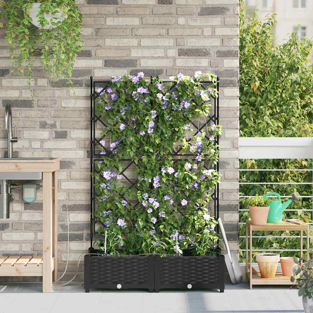 VidaXL Gartenblumentopf 2 Stück schwarzer Stahl
