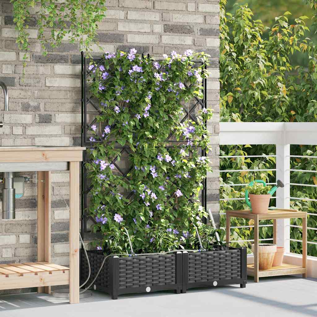VidaXL Gartenblumentopf 2 Stück schwarzer Stahl