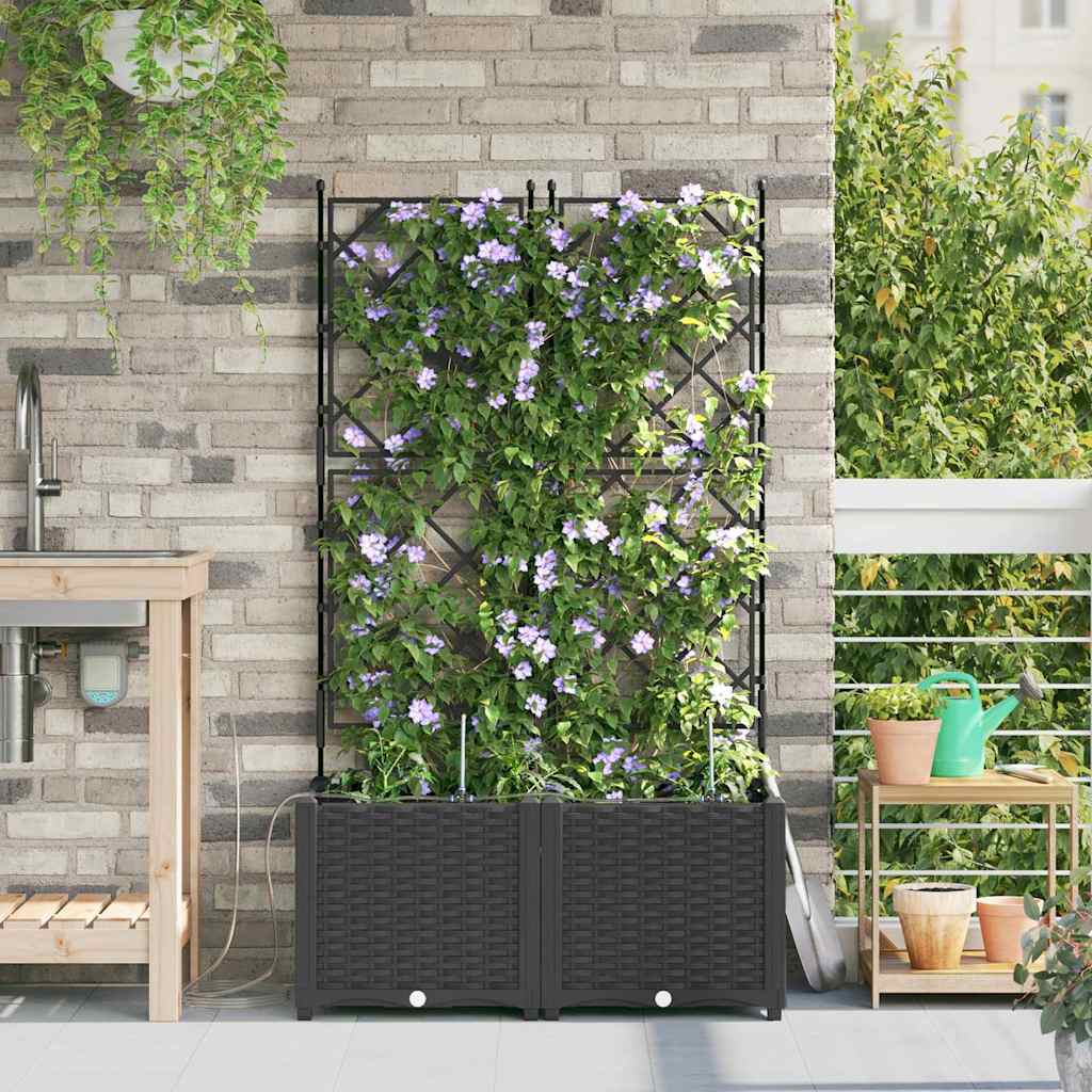 VidaXL Gartenblumentopf 2 Stück schwarzer Stahl