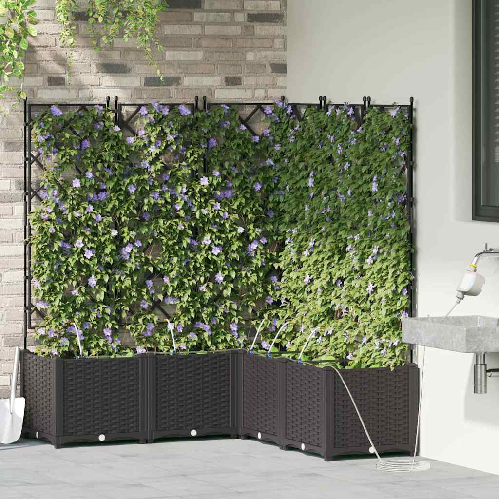 VidaXL Gartenblumentopf 5 Stück schwarzer Stahl