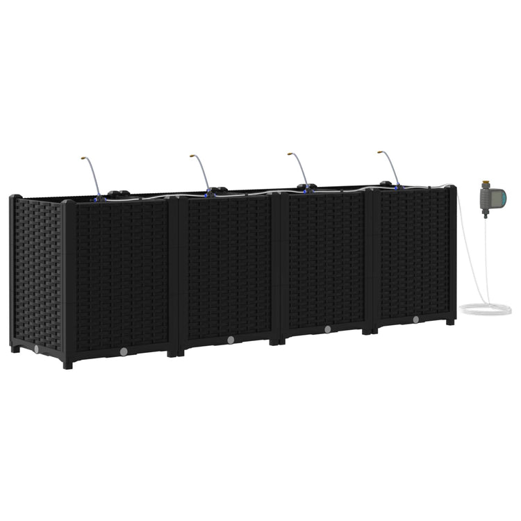 Vidaxxl Gartenblumentopf 4 Stück schwarz 160 x 40 x 53 cm Stahl