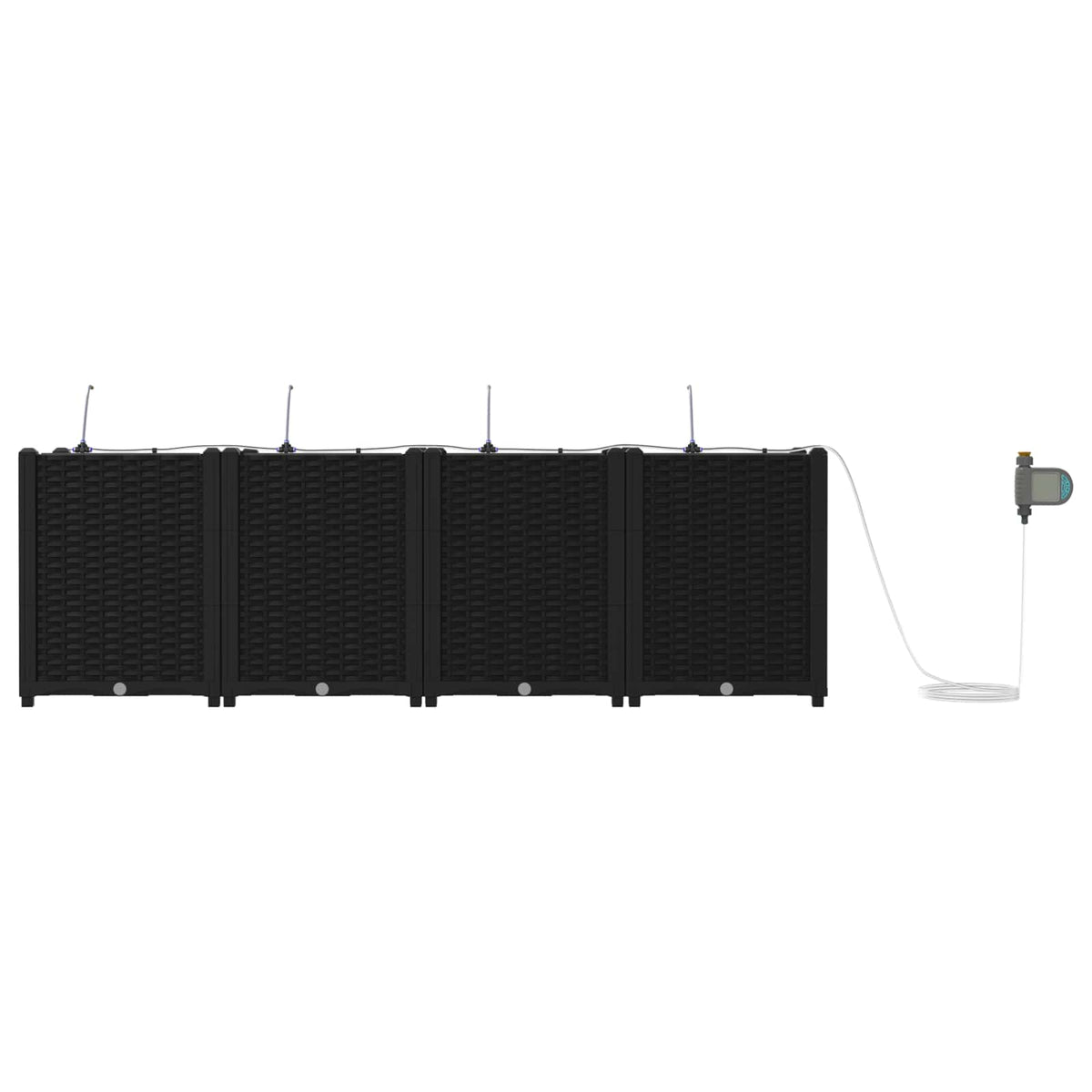 Vidaxxl Gartenblumentopf 4 Stück schwarz 160 x 40 x 53 cm Stahl