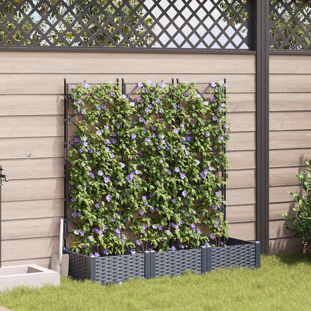 Vidaxxl Gartenblumentopf 3 Stück grau 120 x 40 x 125,5 cm Stahl