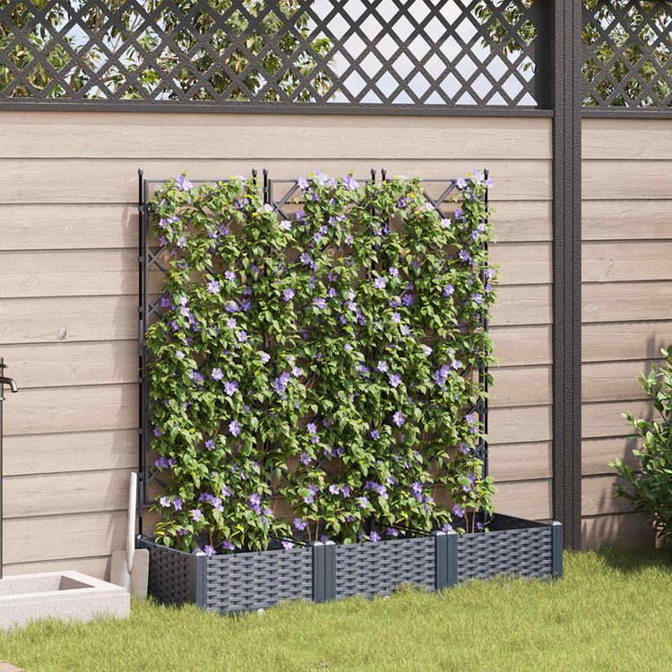 Vidaxxl Gartenblumentopf 3 Stück grau 120 x 40 x 125,5 cm Stahl
