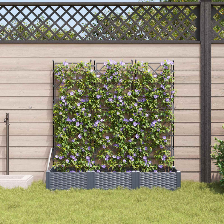 Vidaxxl Gartenblumentopf 3 Stück grau 120 x 40 x 125,5 cm Stahl