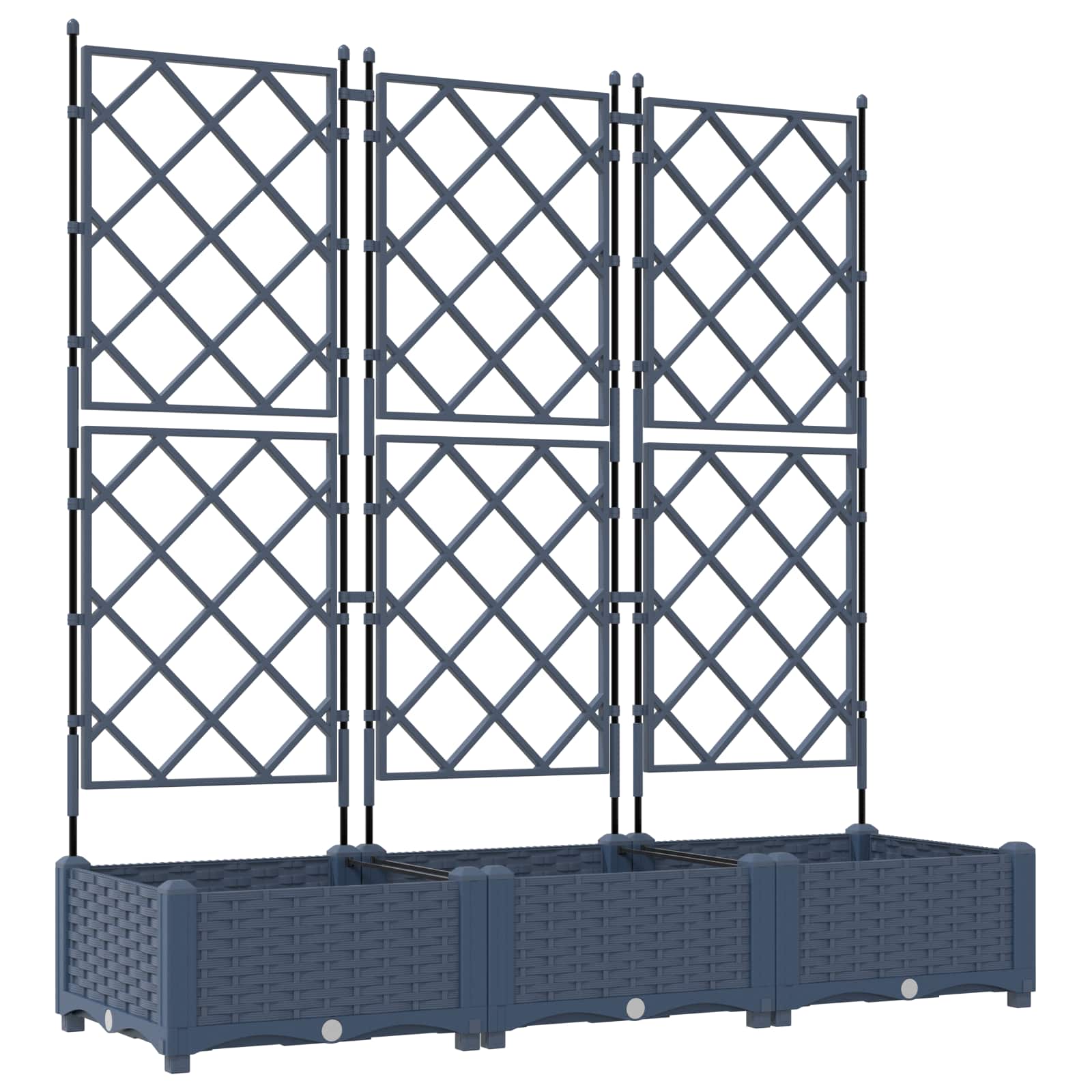 Vidaxxl Gartenblumentopf 3 Stück grau 120 x 40 x 125,5 cm Stahl