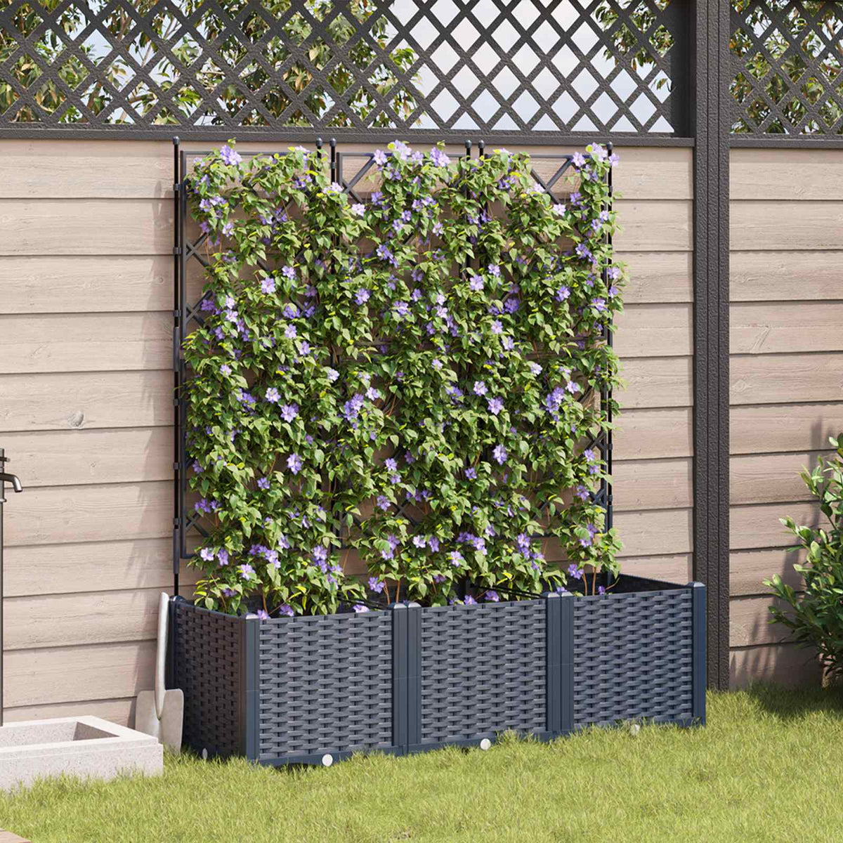 Vidaxxl Gartenblumentopf 3 Stück grau 120 x 40 x 143 cm Stahl