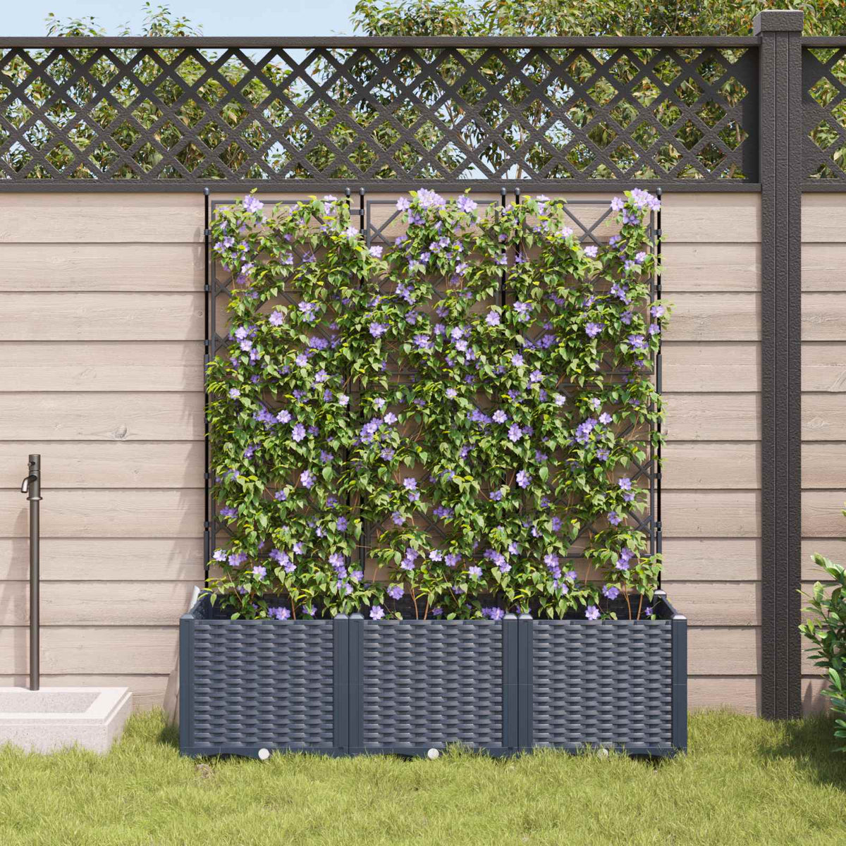 Vidaxxl Gartenblumentopf 3 Stück grau 120 x 40 x 143 cm Stahl