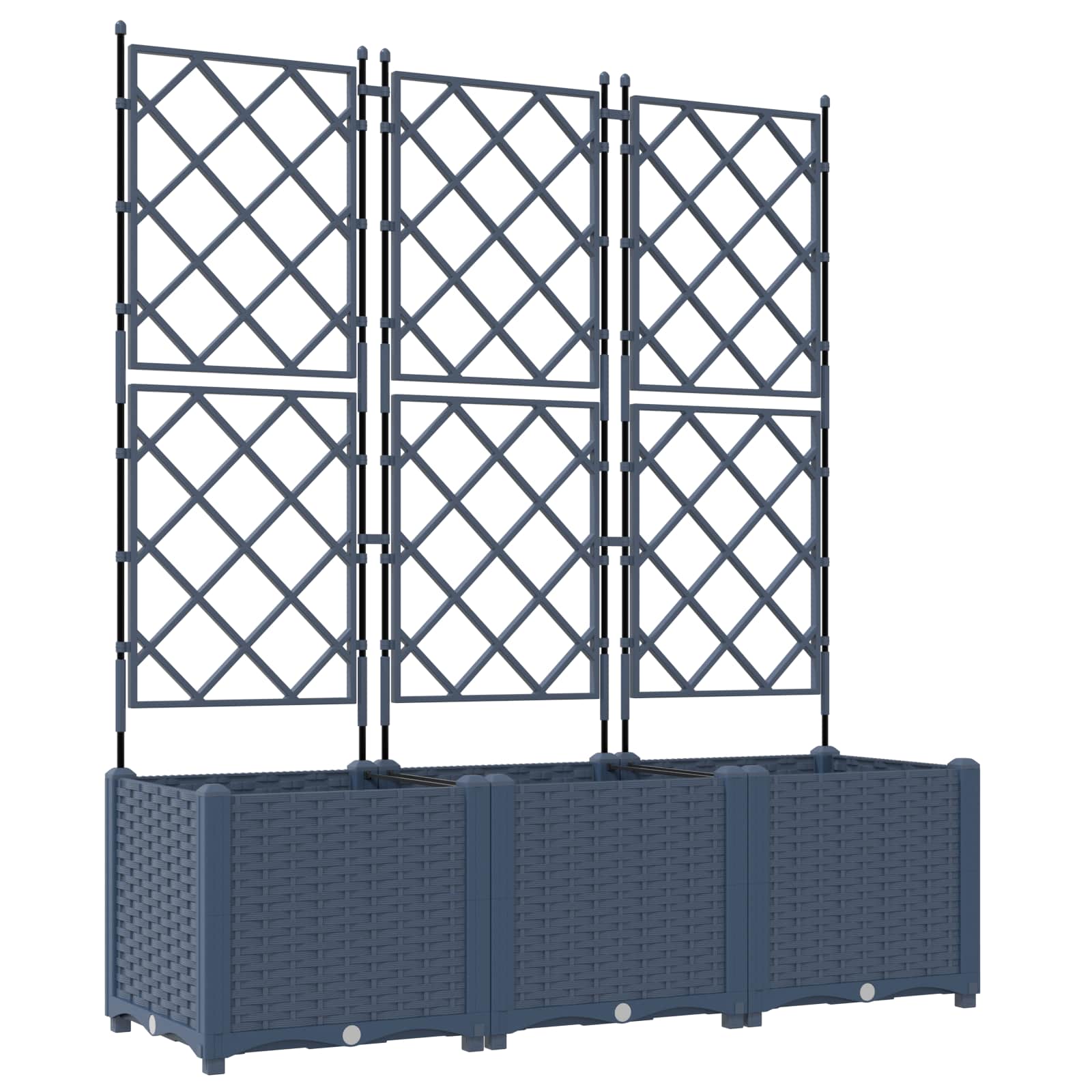 Vidaxxl Gartenblumentopf 3 Stück grau 120 x 40 x 143 cm Stahl