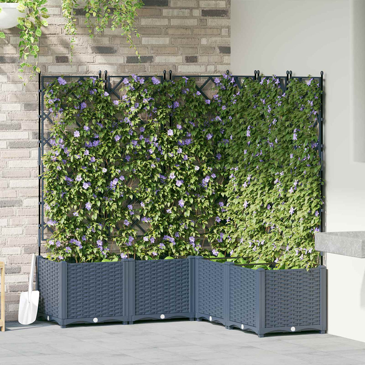 Vidaxxl Gartenblumentopf 5 Stück grau 120 x 120 x 143 cm Stahl