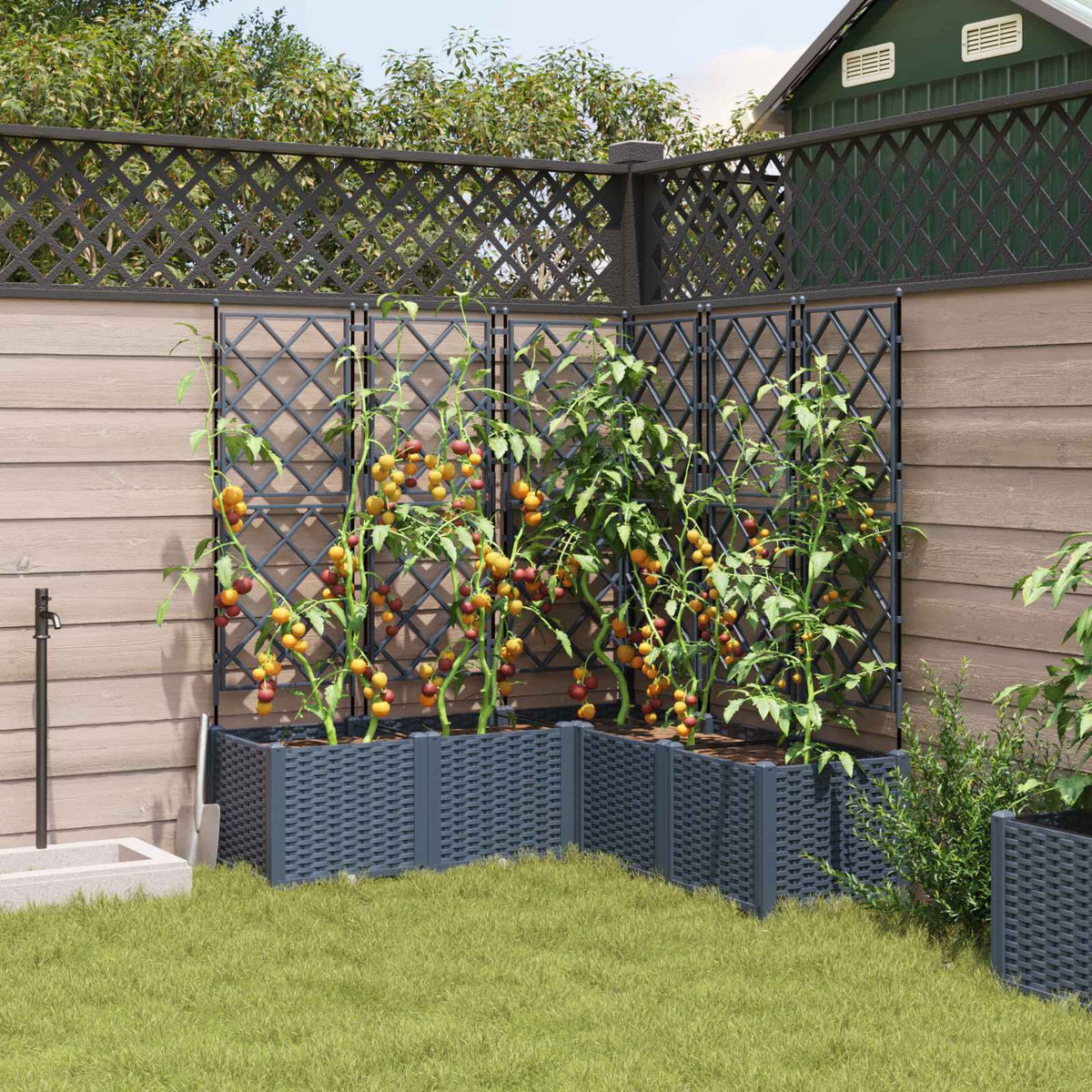 Vidaxxl Gartenblumentopf 5 Stück grau 120 x 120 x 143 cm Stahl