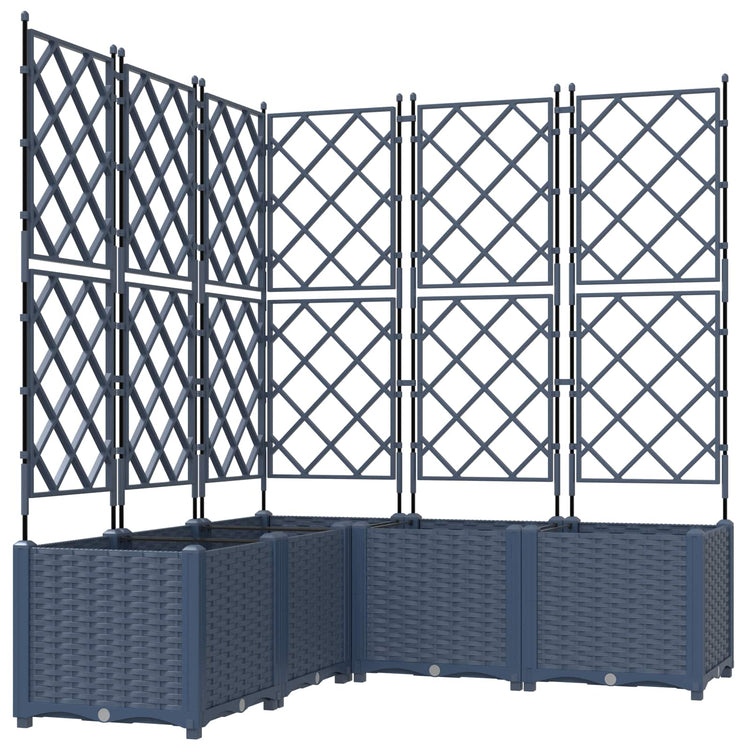 Vidaxxl Gartenblumentopf 5 Stück grau 120 x 120 x 143 cm Stahl